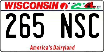 WI license plate 265NSC