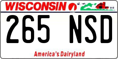 WI license plate 265NSD