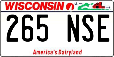 WI license plate 265NSE