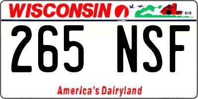 WI license plate 265NSF