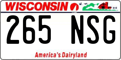 WI license plate 265NSG