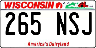 WI license plate 265NSJ