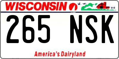 WI license plate 265NSK