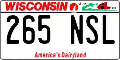 WI license plate 265NSL