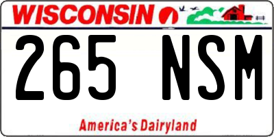 WI license plate 265NSM