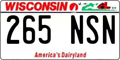 WI license plate 265NSN