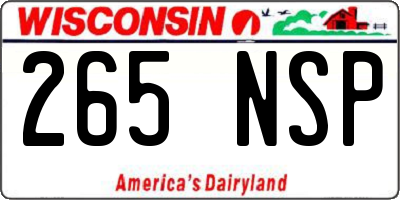 WI license plate 265NSP