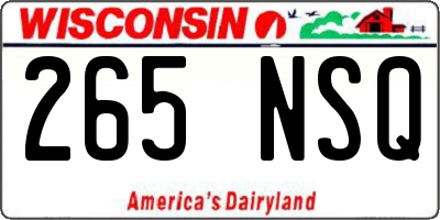 WI license plate 265NSQ
