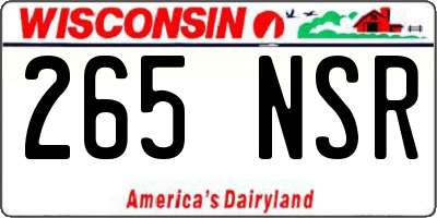 WI license plate 265NSR
