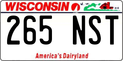 WI license plate 265NST