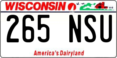 WI license plate 265NSU