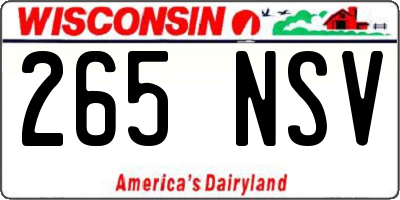 WI license plate 265NSV