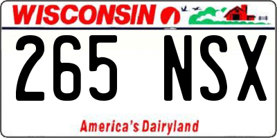 WI license plate 265NSX