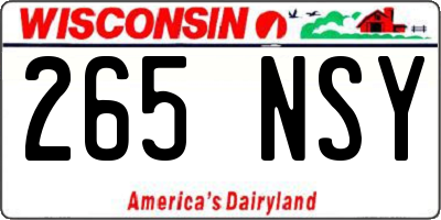WI license plate 265NSY