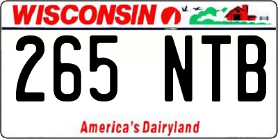 WI license plate 265NTB