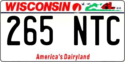 WI license plate 265NTC