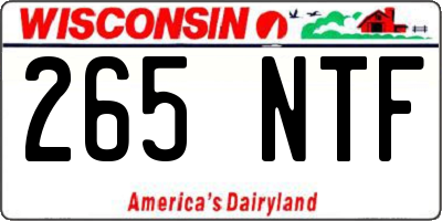 WI license plate 265NTF