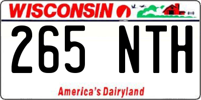WI license plate 265NTH