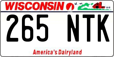 WI license plate 265NTK