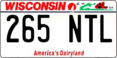 WI license plate 265NTL