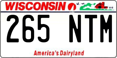 WI license plate 265NTM