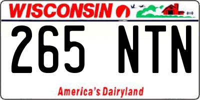 WI license plate 265NTN