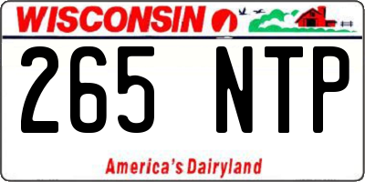 WI license plate 265NTP