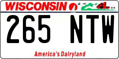 WI license plate 265NTW