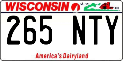 WI license plate 265NTY