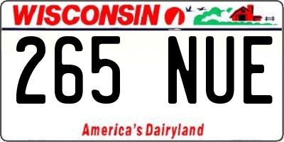 WI license plate 265NUE