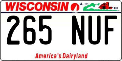 WI license plate 265NUF