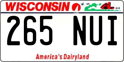 WI license plate 265NUI