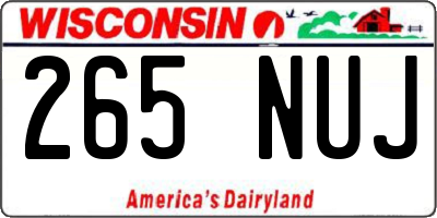 WI license plate 265NUJ