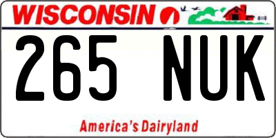 WI license plate 265NUK