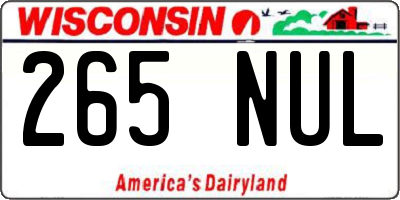 WI license plate 265NUL