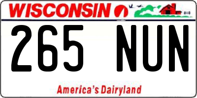 WI license plate 265NUN