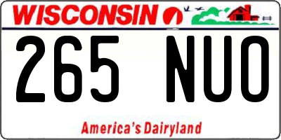 WI license plate 265NUO