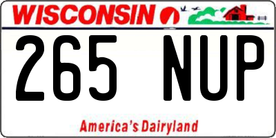 WI license plate 265NUP