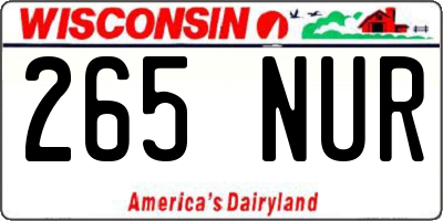 WI license plate 265NUR