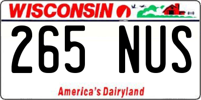 WI license plate 265NUS