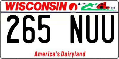 WI license plate 265NUU