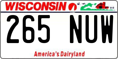 WI license plate 265NUW