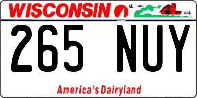 WI license plate 265NUY