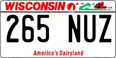WI license plate 265NUZ