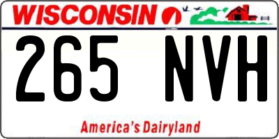 WI license plate 265NVH