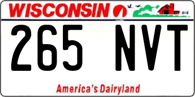 WI license plate 265NVT