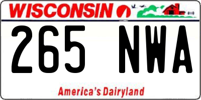 WI license plate 265NWA