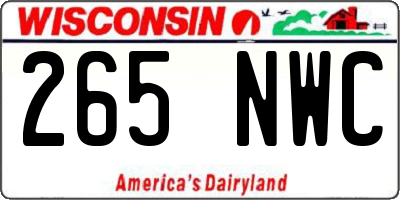 WI license plate 265NWC