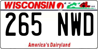 WI license plate 265NWD