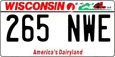 WI license plate 265NWE